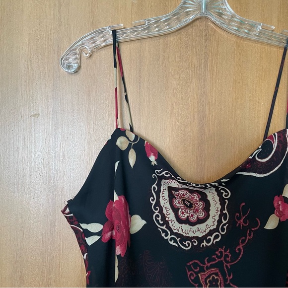 Jessica Spaghetti Strap Asymmetrical Hem with Pink Floral Pattern Slip Dress - Picture 8 of 9